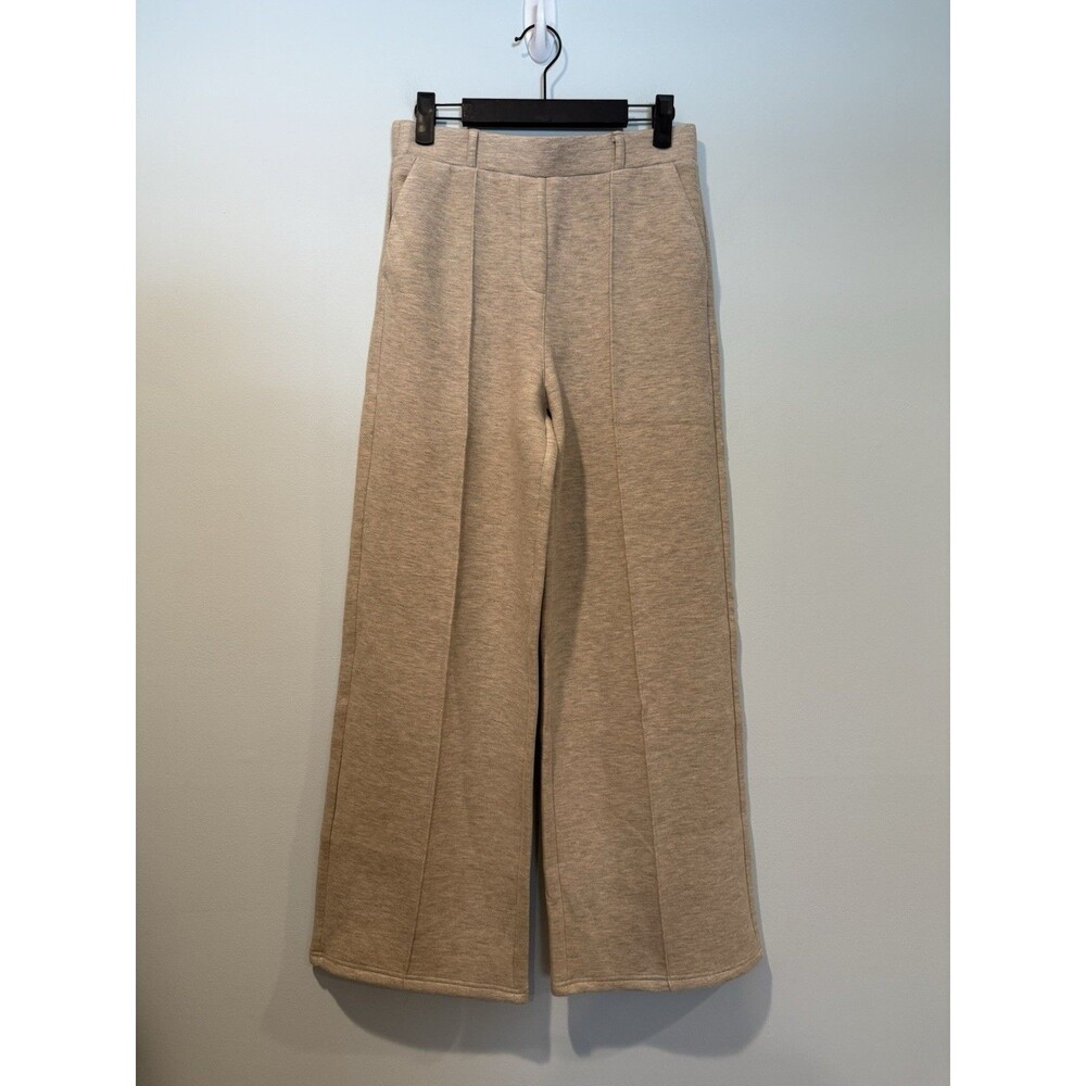 NEW OGL Pants Small Lt Tan Wide Leg Stretch Office Minimal Quiet Luxury Travel